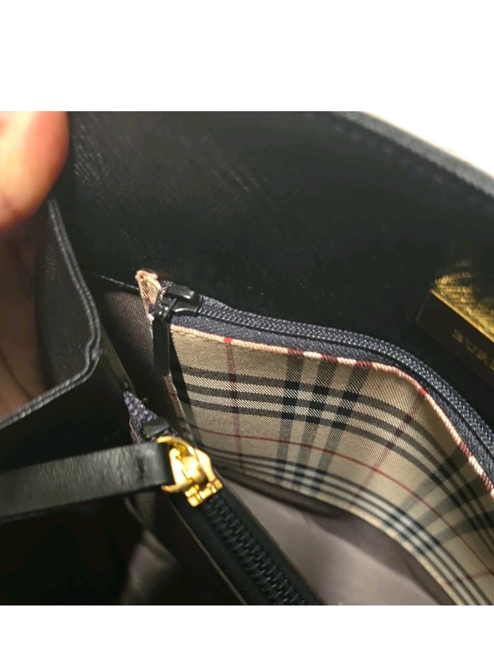 Burberry Black Structured Saffiano Leather Top-Handle Bag - Picture 4 of 6